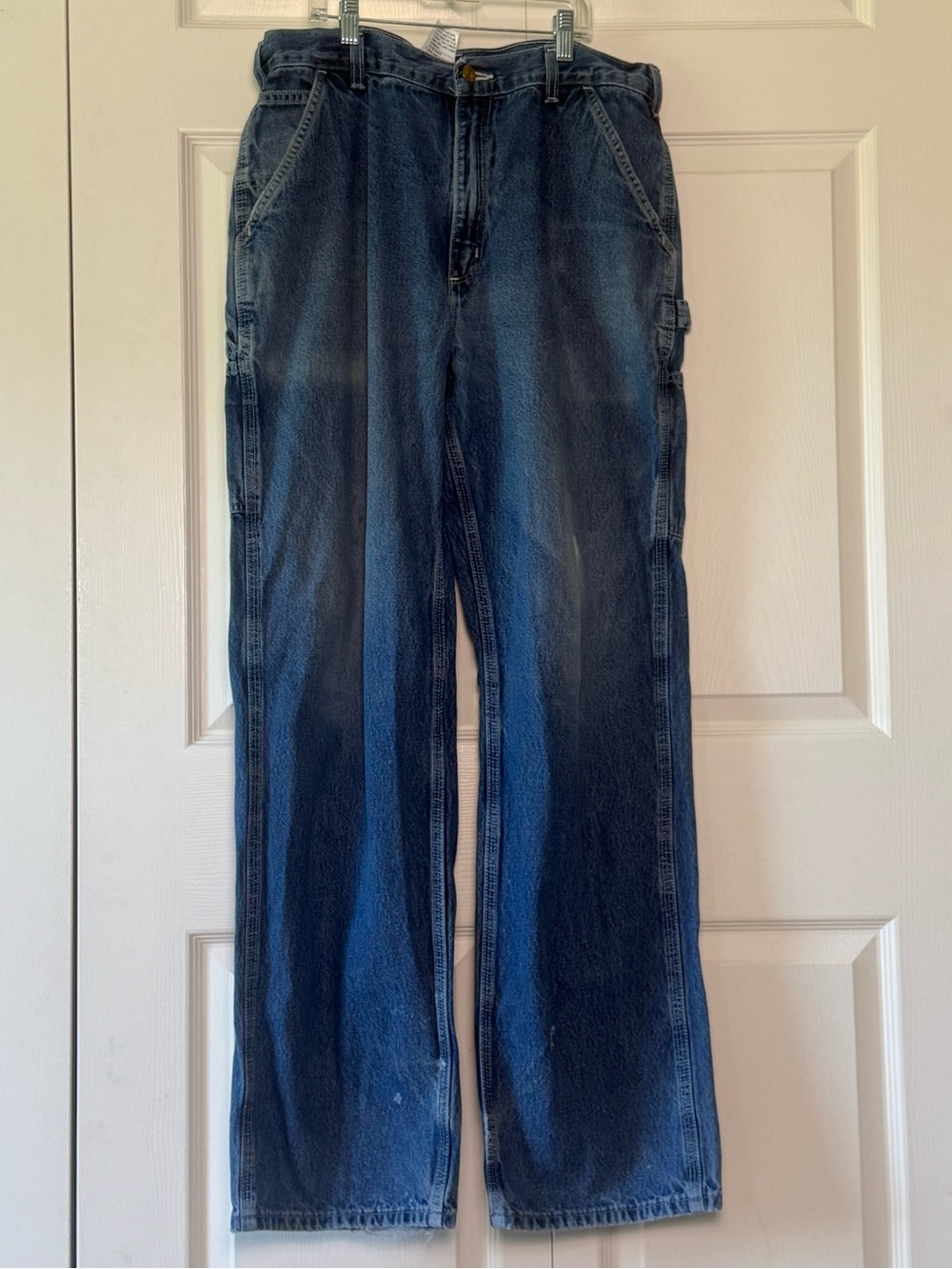 Vintage Carhartt Carpenter Jeans 34x34 Relaxed Fit Blue Denim Workwear USA